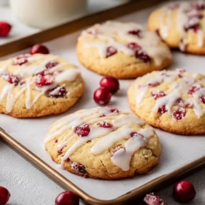 Delicious chewy cranberry orange cookies decorated for Christmas