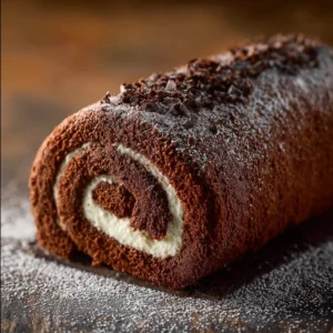 Delicious Chocolate Cake Roll with creamy filling