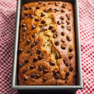Delicious chocolate chip banana bread fresh out of the oven