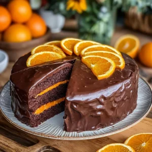 Delicious slice of Chocolate Orange Cake with rich chocolate frosting and orange zest