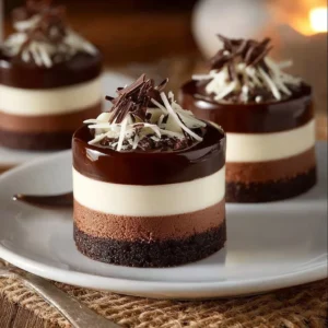 Delicious Chocolate Royale Mini Cakes presented on a decorative plate.
