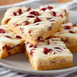 Delicious Cranberry Bliss Bars with cream cheese frosting and dried cranberries