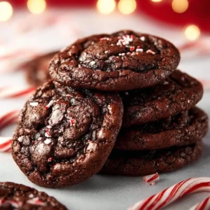 Delicious double chocolate peppermint cookies on a plate