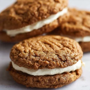 Delicious gingerbread oatmeal cream pies with creamy filling and festive spices