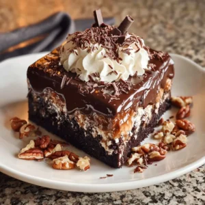 Delicious slice of Heavenly German Chocolate Cake with coconut pecan frosting