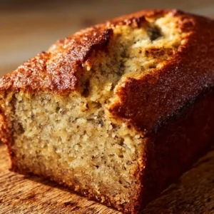 Moist banana bread made with three ripe bananas from Blissful Bite recipe