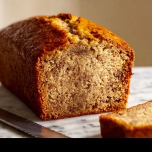 Delicious one bowl banana bread fresh out of the oven
