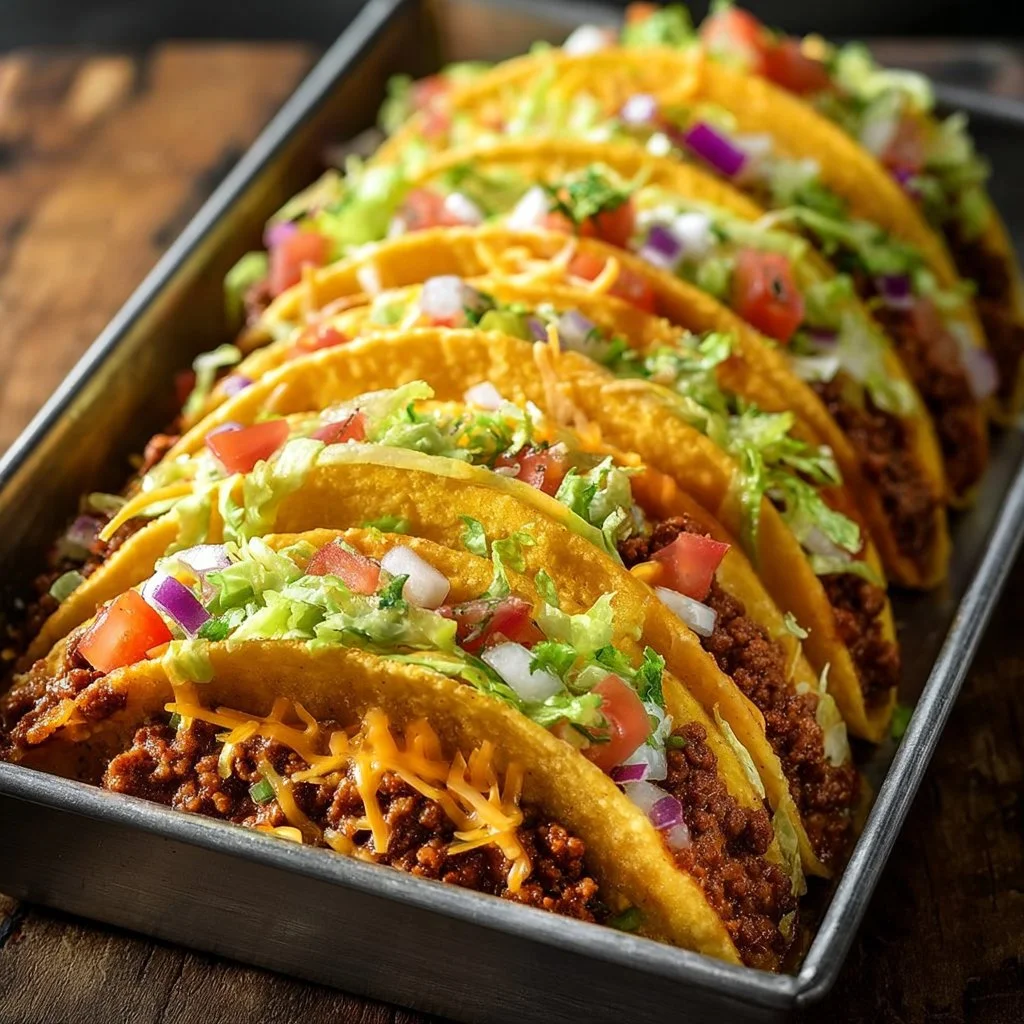Oven-baked cheesy tacos loaded with ingredients fresh from the oven