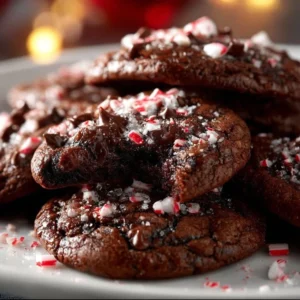 Delicious peppermint brownie cookies with chocolate and mint flavor