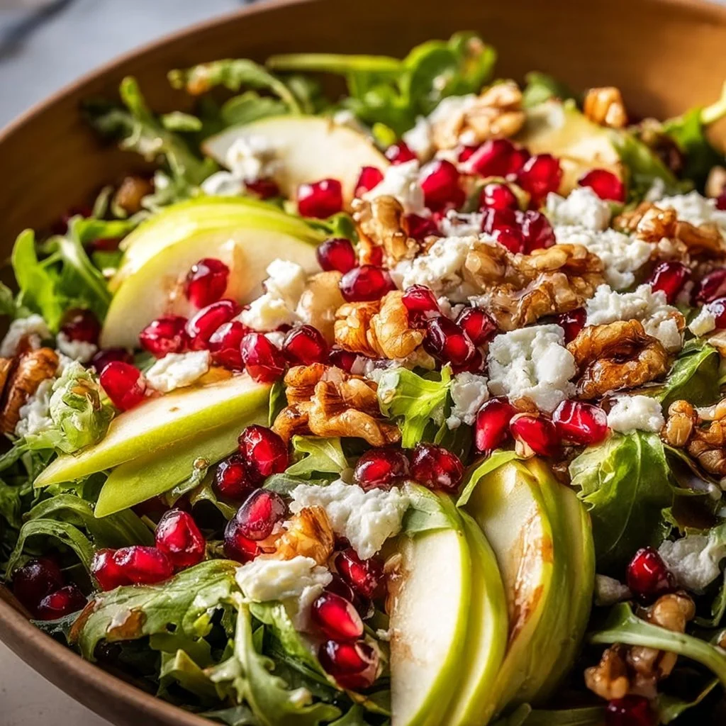 Festive Christmas salad with honey mustard dressing and fresh ingredients