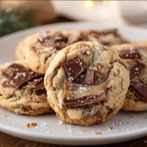 A plate of homemade Christmas Crack Cookies topped with chocolate and sprinkles