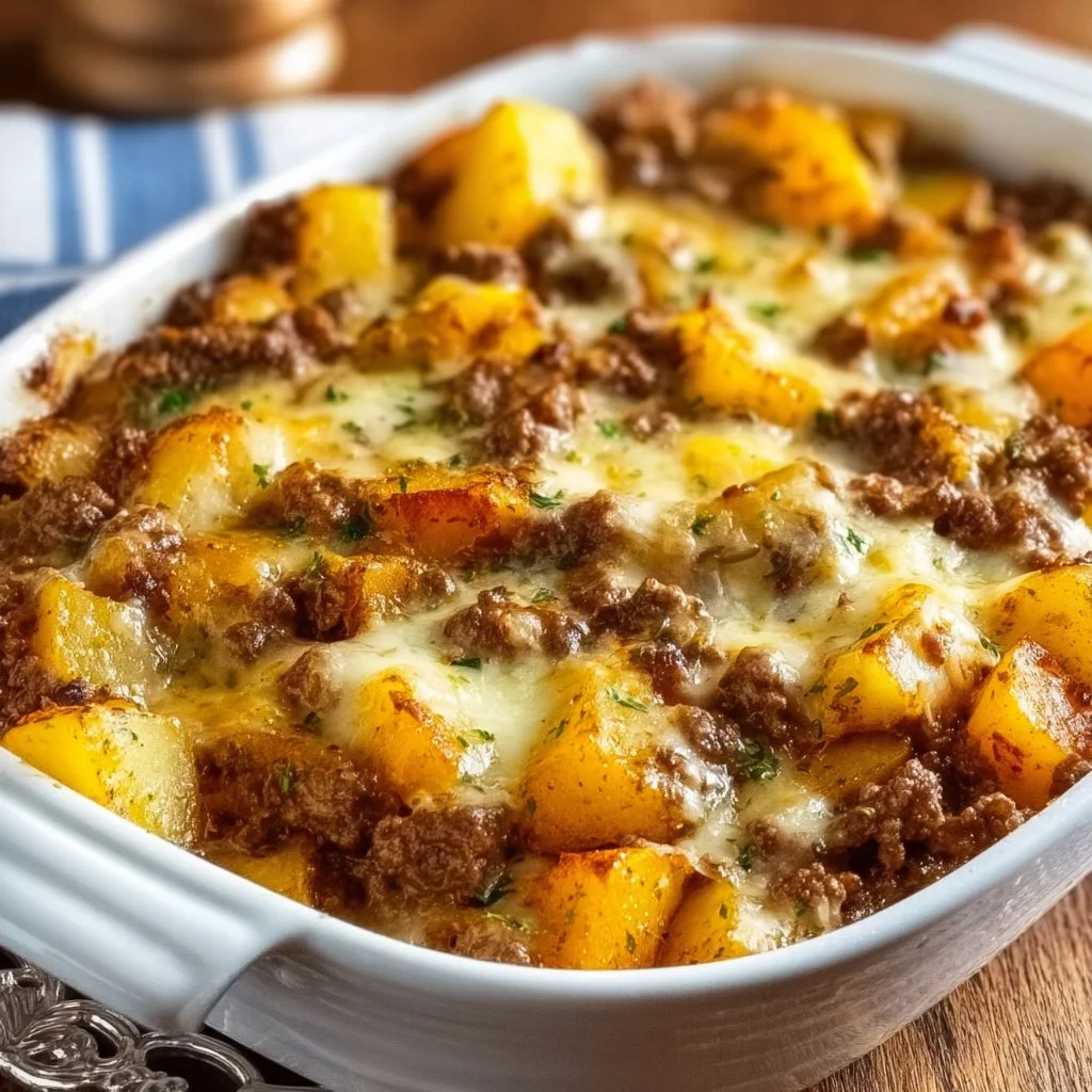 Delicious Hobo Casserole served in a rustic dish