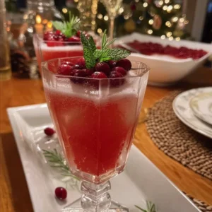 Festive Mistletoe Mimosas in a holiday setting with garnishes