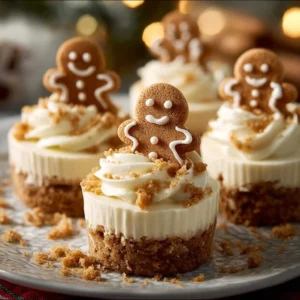 No-Bake Gingerbread Cheesecake Cups served in elegant dessert glasses