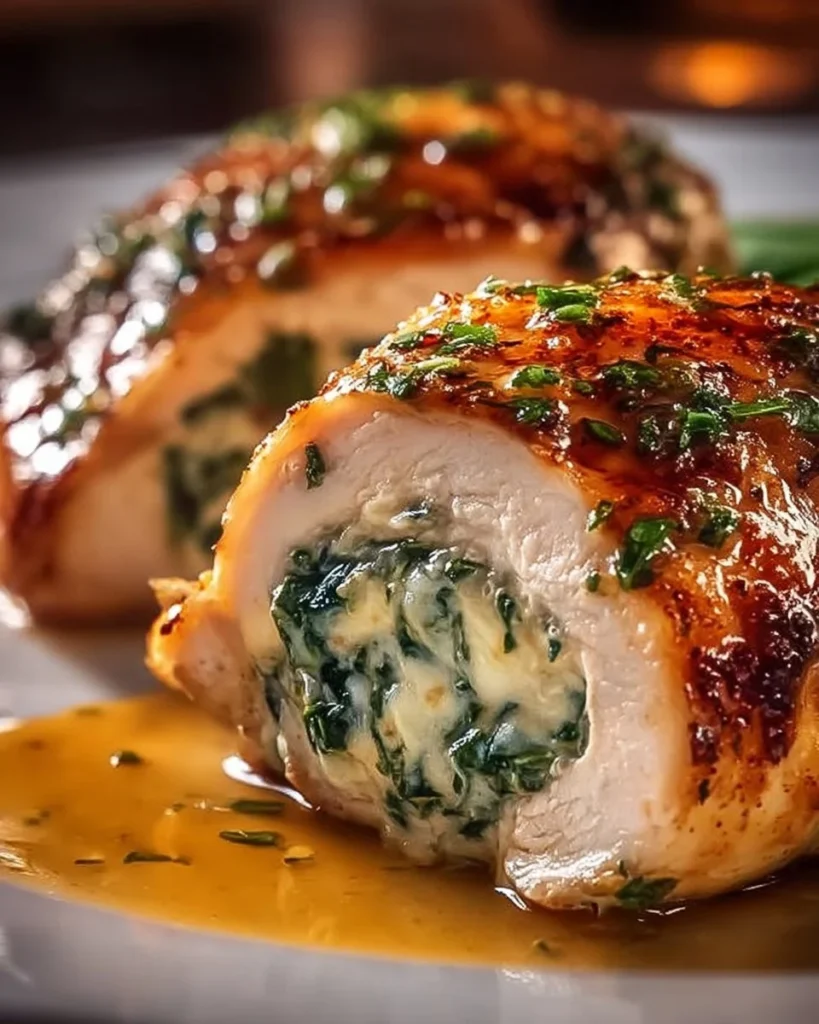 Delicious Ruth's Chris stuffed chicken copycat recipe served on a plate