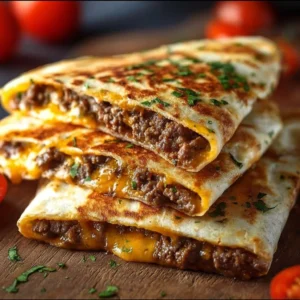 Delicious Smashburger quesadillas with melted cheese and fresh ingredients